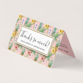 Abacaxi e Flores de Hibiscus Aquarela Obrigado