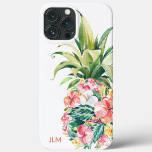 Abacaxi Floral Tropical de Cores Aquáticas com Ini