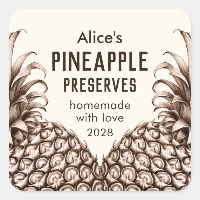 Abacaxi preserva etiqueta de conservas caseiras (Frente)