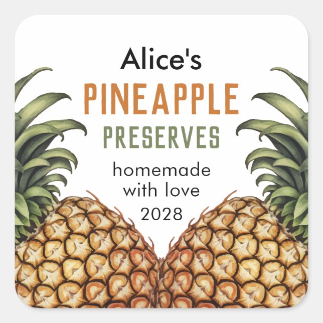 Abacaxi preserva etiqueta de conservas caseiras (Frente)