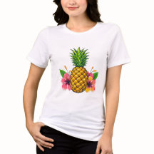 Abacaxi tropical e camiseta de hibisco