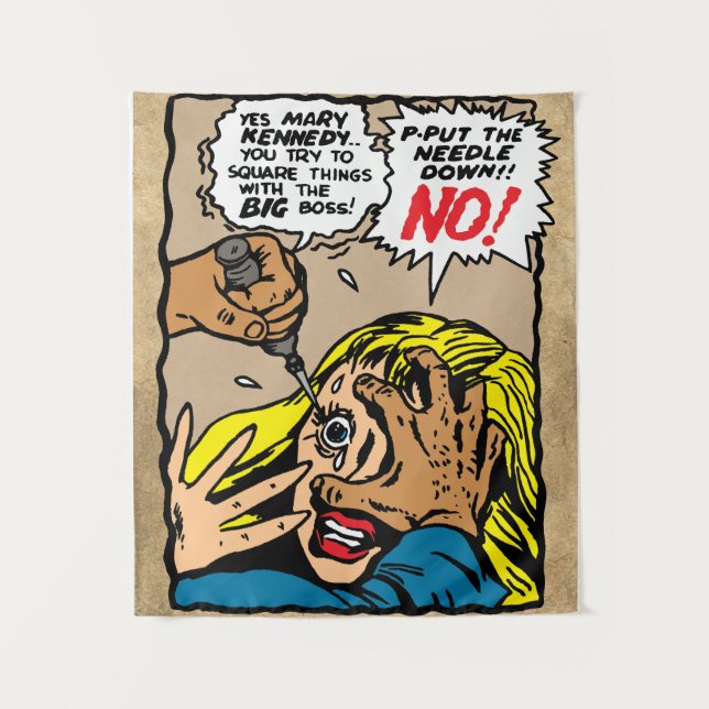 "Abaixe a Agulha!" Tapeçaria da Parede (Frente)