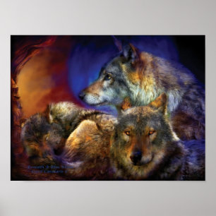 Abaixo de um poster da arte da lua azul/imprima