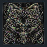 Abalone Dimensional Cat em Black Bandana<br><div class="desc">A história começa com um gato que gostava de sentar na minha cabeça quando eu estava lá fora colhendo feijão. O nome dela era Holly, a caçadora de excelentes. Outro gato que gostava de sentar na minha cabeça era Taffy. Como de costume, eu queria outro gato na minha cabeça, então...</div>