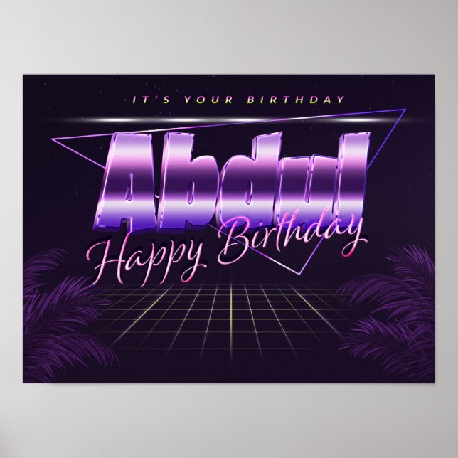 Abdul Name Vorname lila retro Poster Geburtstag (Frente)
