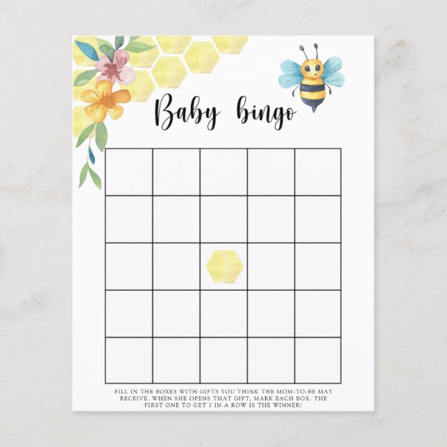 Abe floral - Jogo de bingo para chá de bebê (Frente)
