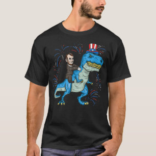 Abe Lincoln Dirigindo Uma Camisa De Dinossauro T-R