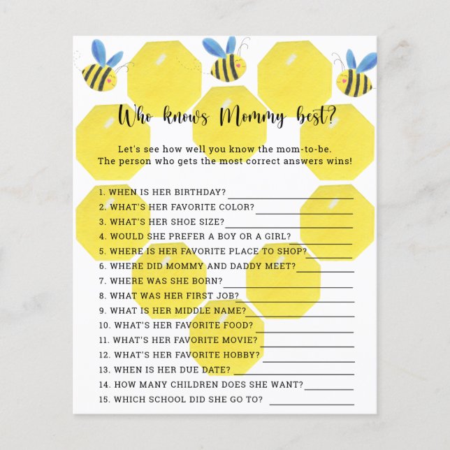Abeja floral - Quem conhece melhor a mamãe (Frente)