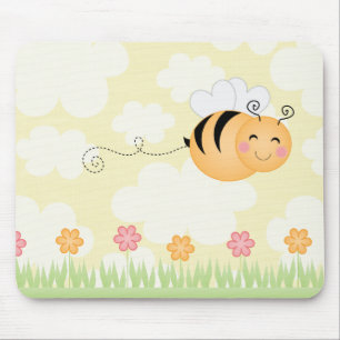 Abelha bonito dos desenhos animados e mousepad das