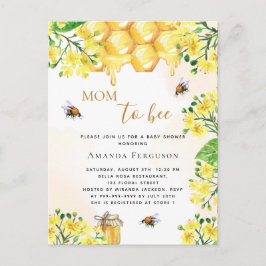 Abelha Chá de fraldas amarelo floral convite ao me