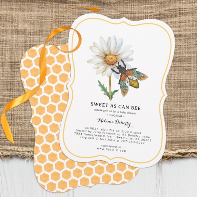 Abelha De Mel Doce Como Pode Ser O Convite Ao Chá  (Simple Bee Baby Shower Invite)