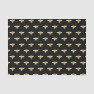 Abelha Dourada Metálica em Papel Tecido Preto