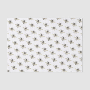 Abelha Estilizada em Papel Tecido Branco