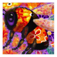 Abelha Floral Laranja-Amarelo Abstrato