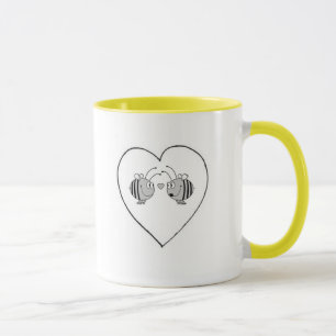 Abelha na caneca de café do amor