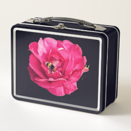 Abelha numa flor rosa escura