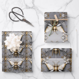 Abelha ouro na Canvas Floral Escura