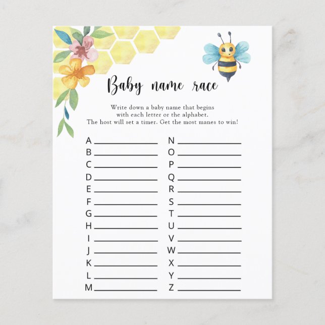 Abelha-pequena - Jogo de corrida de nomes de bebês (Frente)