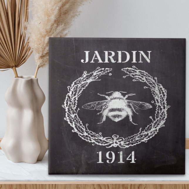 abelha vintage chalkboard de fazenda francesa (french country farmhosue chalkboard vintage bee ceramic tile)