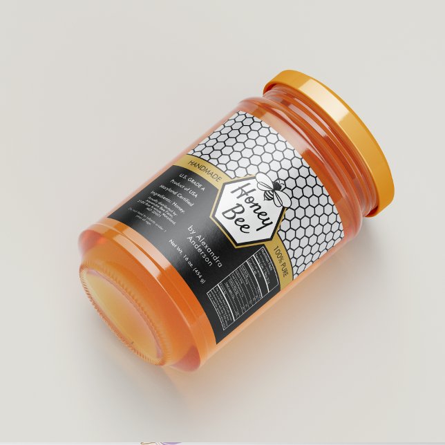 Abelhas de Mel Legant Fatos de Nutrição Apiary Hon (Elegant Honey Bee Apiary Honeycomb Nutrition Facts Liquor Bottle Label)