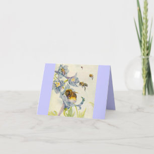 Abelhas e flores silvestres Lilac Obrigado Cartões