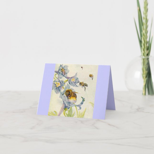 Abelhas e flores silvestres Lilac Obrigado Cartões (Frente)