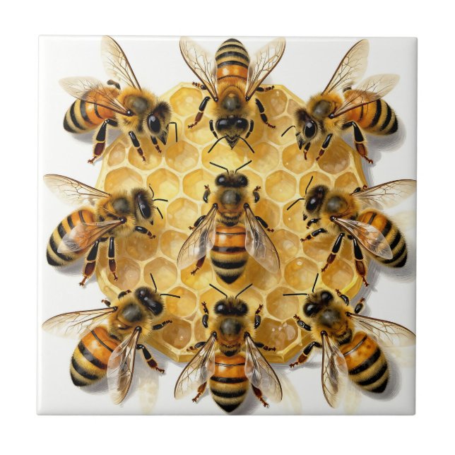 Abelhas em Círculo de Mel Hexagonal (Frente)