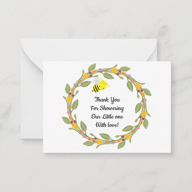 Abelhas No Doodle Floral Obrigado Cartões (Frente)