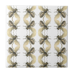 Abelhas Stripe Dourado | Azulejo cerâmico