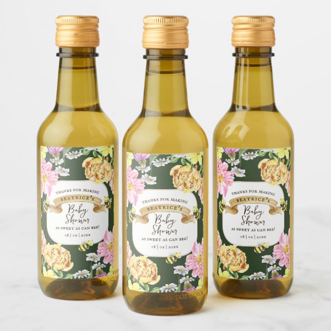 Abelhas Verdes e Favores do Chá de fraldas de Flor (Garrafas)