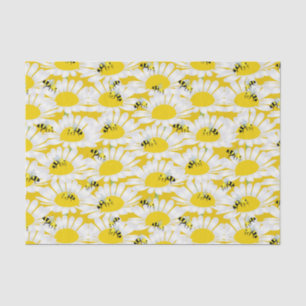 Abelhe no Papel de Tecido Flor - Fundo Amarelo