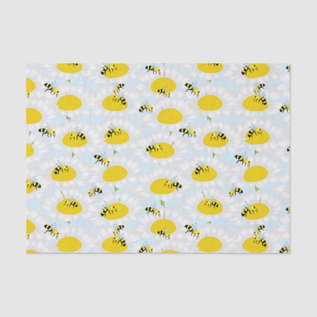 Abelhe no papel do tecido da flor - fundo azul (Frente )