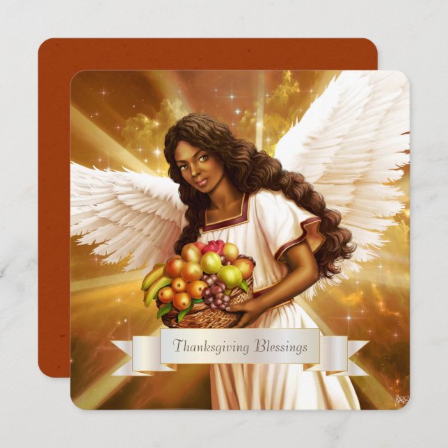 Abençoações de Ação de Graças. Cartão plano religi (Frente/Verso)