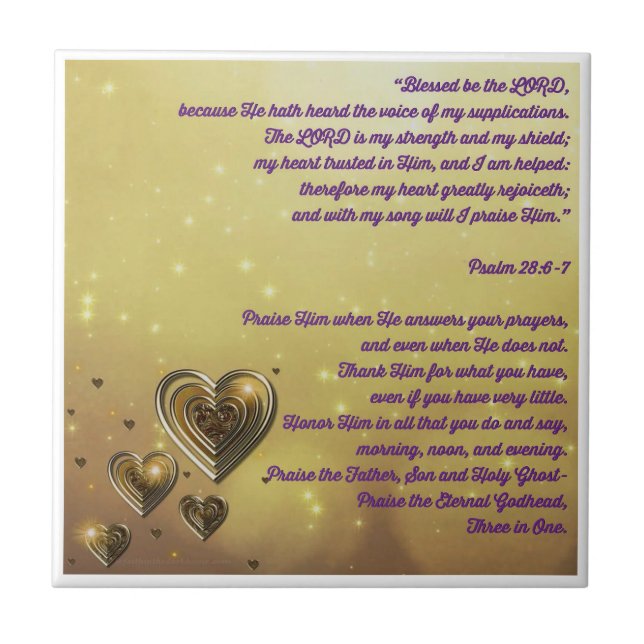 Abençoado seja o Senhor Salmo 28:6-7 (Frente)