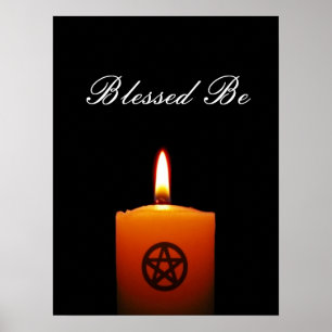 Abençoado seja vela pagã com poster do Pentacle