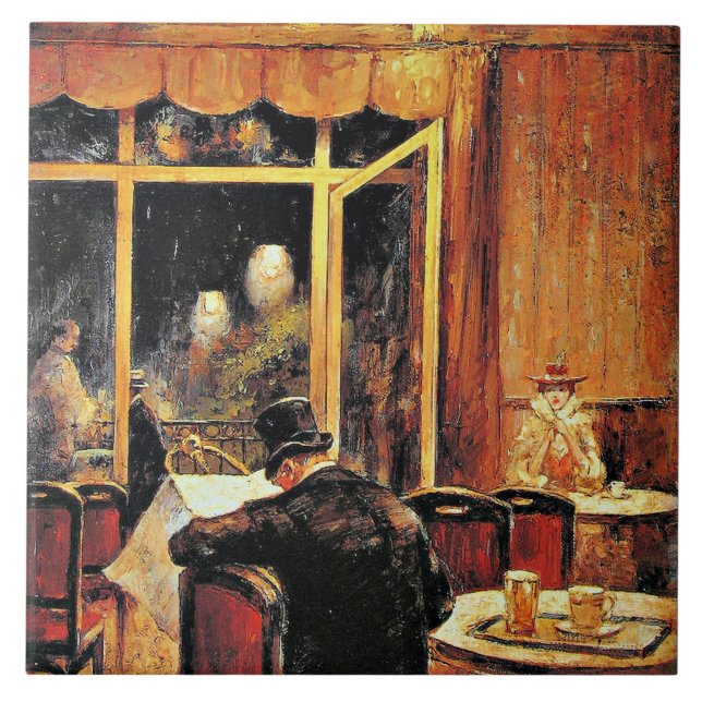 Abend im Cafe Bauer por Lesser Ury (Frente)