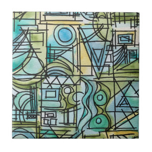Abertura-Arte Geométrica Moderna Pintada à Mão