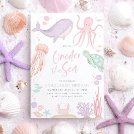 Abertura do Convite de Aniversário do Mar Imprimív