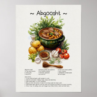Abgoosht Recipe Poster - Ilustração de Comida Pers