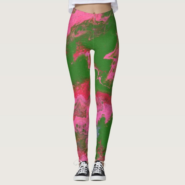 Abigail 2 Leggings Abstrato verdes, cor-de-rosa, l (Frente)