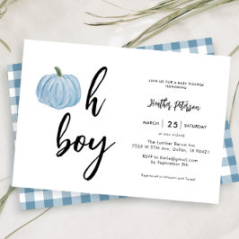 Abóbora Azul Oh Chá de fraldas Menino Convite