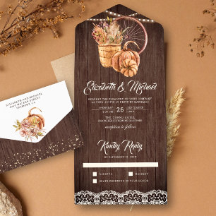 Abóbora Boho Renda de Madeira Rústica Casamento de