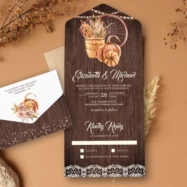 Abóbora Boho Renda de Madeira Rústica Casamento de (Criador carregado)