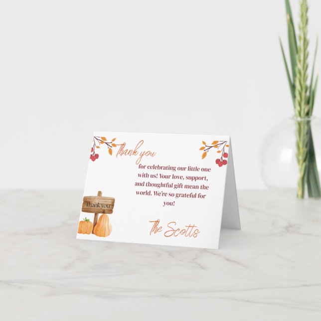 abóbora cartões de agradecimentos (Frente)