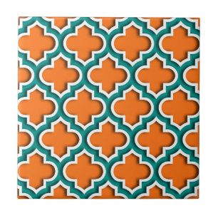 Abóbora, cerceta, marroquino branco Quatrefoil