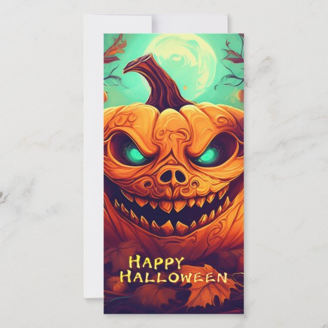 Abóbora com Rosto Assustador Entre Velas, Hallowee (Frente)