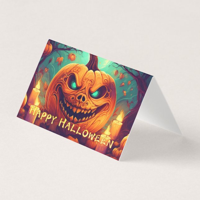Abóbora com Rosto Assustador Entre Velas, Hallowee (Frente)