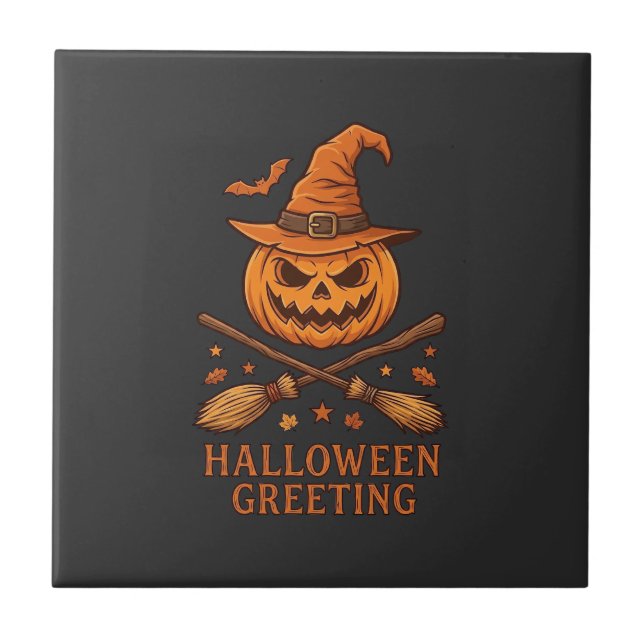 Abóbora de Boas Vindas de Halloween Bruxa Chapéu V (Frente)
