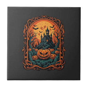 Abóbora de Halloween Casa Assombrada Lua Cheia Mor