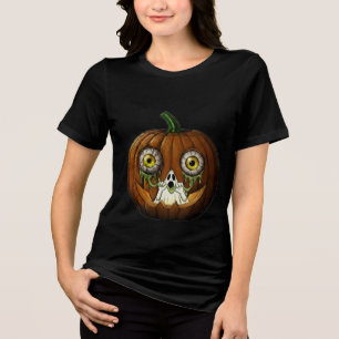 Abóbora de Halloween com Fantasma Sujo de Olhos